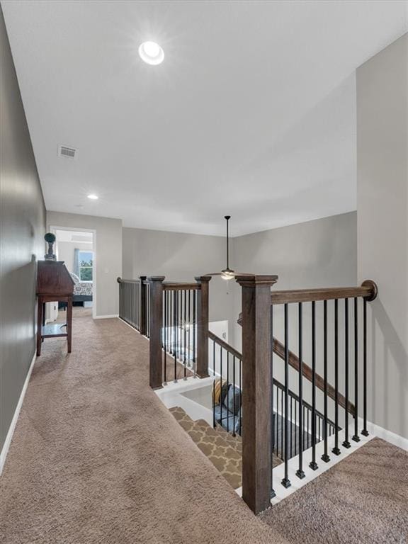 21818 W 123rd Ter, Olathe, KS 66061 - hallway featuring an upstairs landing, carpet flooring, and recessed lighting