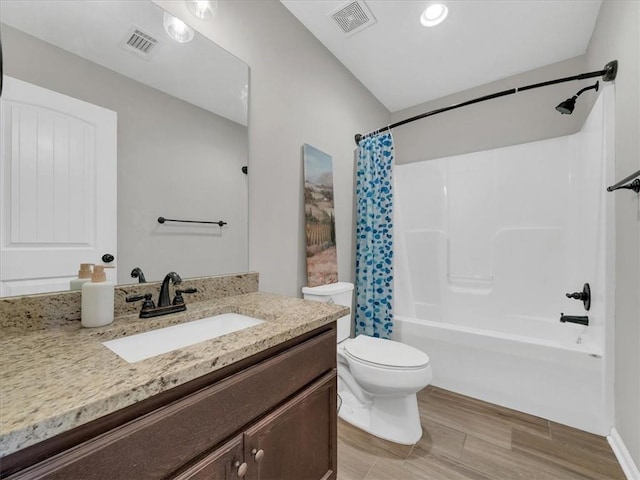 21818 W 123rd Ter, Olathe, KS 66061 - bathroom with vanity, shower / bath combo, and wood finished floors