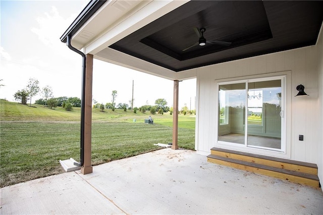 18505 Mohawk Ln, Overland Park, KS 66085 - view of patio / terrace featuring a ceiling fan