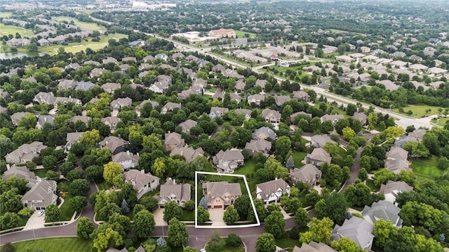 5716 W 146th St, Overland Park, KS 66223 - aerial view of residential area featuring property parcel outlined