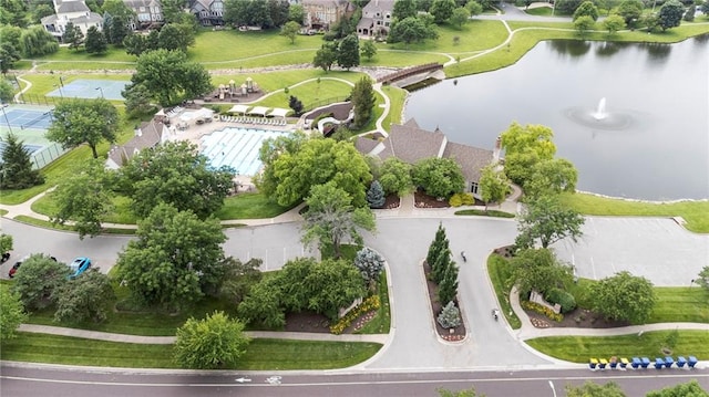 5716 W 146th St, Overland Park, KS 66223 - aerial overview of property's location with a large body of water and nearby suburban area
