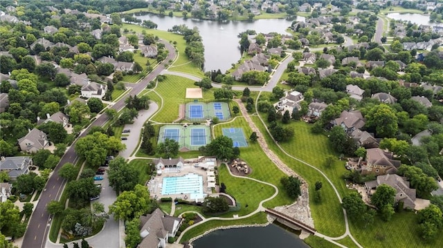 5716 W 146th St, Overland Park, KS 66223 - aerial view of property and surrounding area with a nearby body of water and nearby suburban area