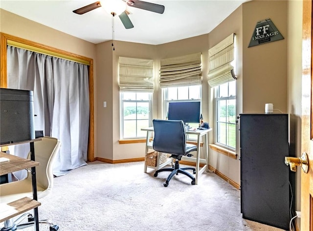 198 SE 455th Rd, Warrensburg, MO 64093 - home office featuring ceiling fan and carpet flooring