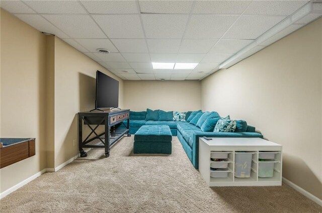 617 Butternut Ln, Liberty, MO 64068 - living area with carpet flooring and a paneled ceiling