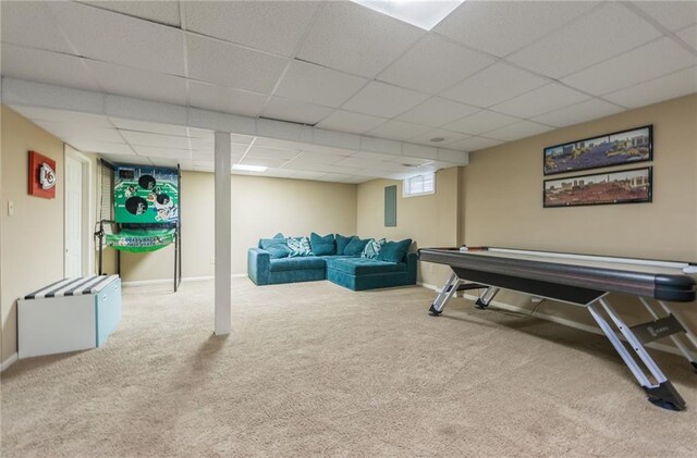 617 Butternut Ln, Liberty, MO 64068 - recreation room featuring carpet flooring and a drop ceiling