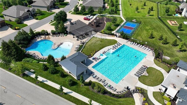 17316 Noland St, Overland Park, KS 66221 - drone / aerial view of a pool area