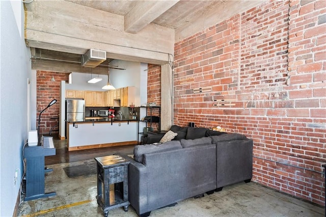 321 W 7th St Unit 501, Kansas City, MO 64105 - living room with unfinished concrete floors