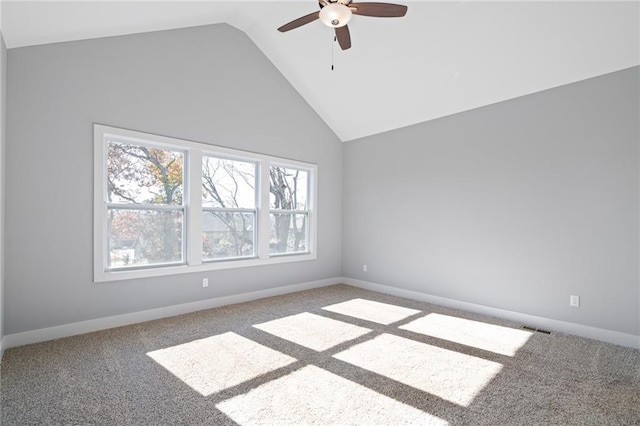19499 W 114th Ter, Olathe, KS 66061 - carpeted empty room featuring vaulted ceiling and ceiling fan