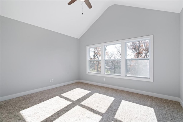 19499 W 114th Ter, Olathe, KS 66061 - unfurnished room featuring ceiling fan, vaulted ceiling, and carpet floors