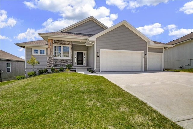 19499 W 114th Ter, Olathe, KS 66061 - view of front of property with a garage, a front yard, and concrete driveway