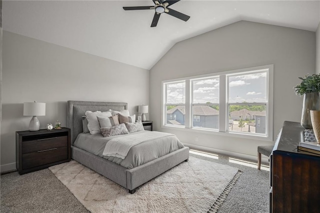 19499 W 114th Ter, Olathe, KS 66061 - bedroom featuring carpet flooring, vaulted ceiling, and ceiling fan