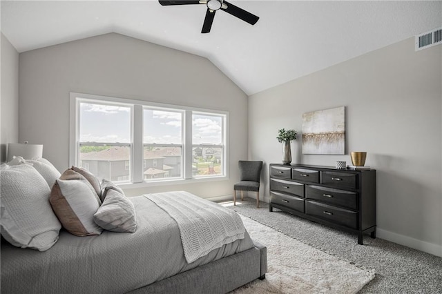 19499 W 114th Ter, Olathe, KS 66061 - bedroom featuring lofted ceiling, light colored carpet, and a ceiling fan