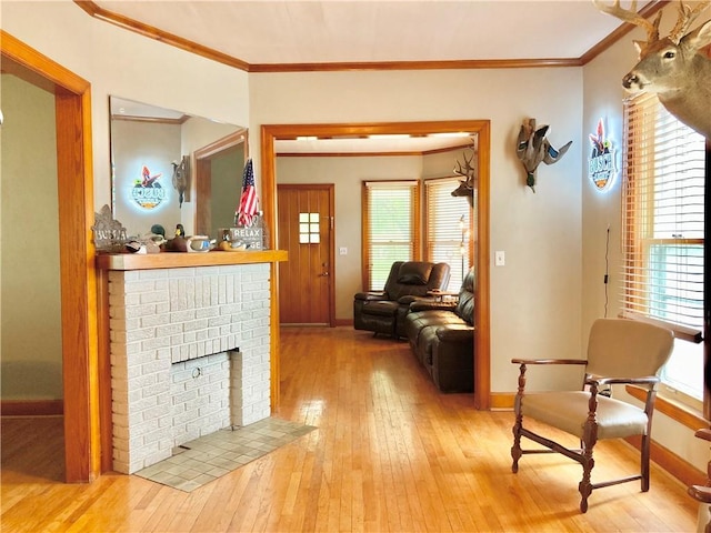 406 S 6th St, Burlington, KS 66839 - corridor featuring crown molding, hardwood / wood-style floors, and plenty of natural light
