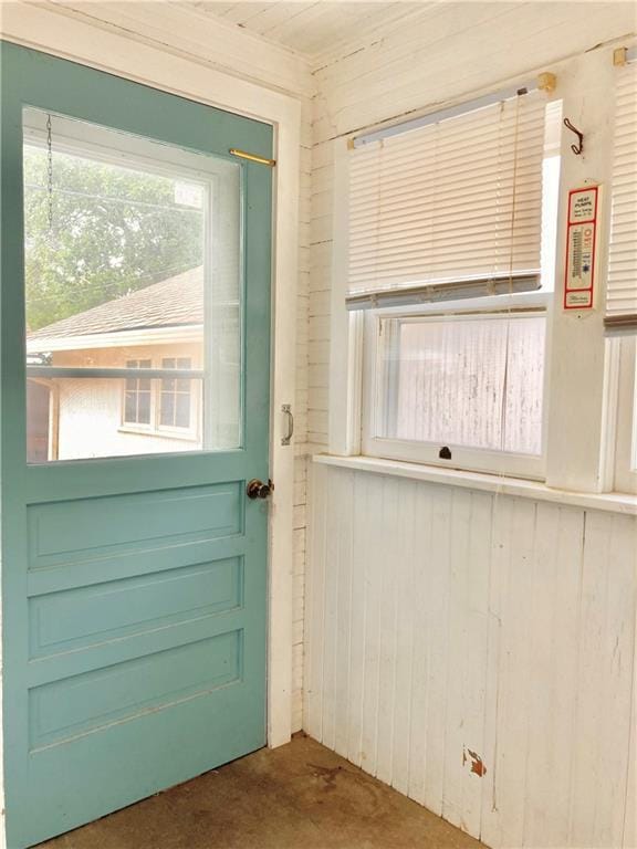 406 S 6th St, Burlington, KS 66839 - doorway to outside featuring wooden walls