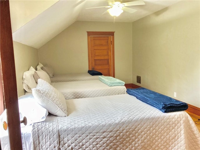 406 S 6th St, Burlington, KS 66839 - bedroom featuring vaulted ceiling and ceiling fan