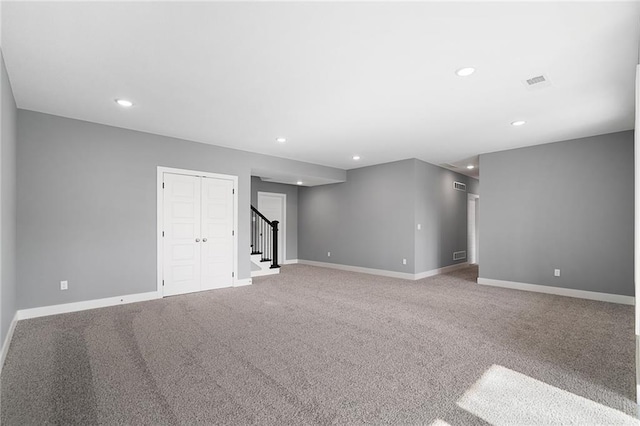 19455 W 114th Ter, Olathe, KS 66061 - unfurnished room featuring recessed lighting, stairway, and carpet floors