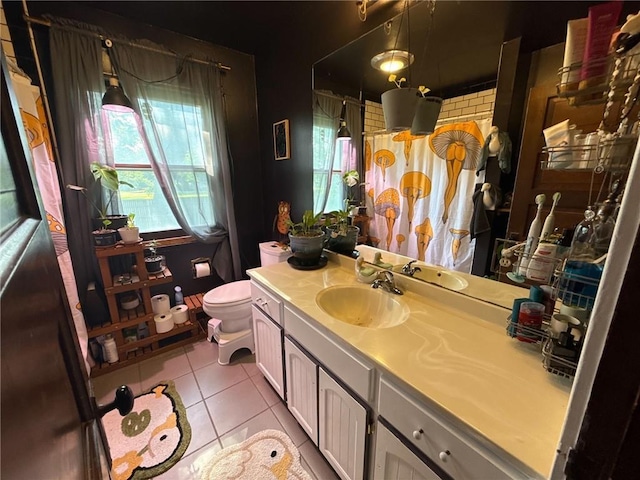 3112 N 155th St, Basehor, KS 66007 - bathroom with tile patterned floors, vanity, and a shower with curtain