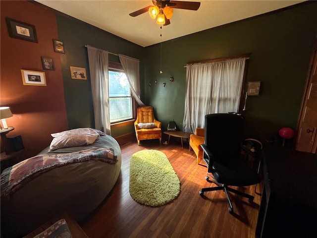 3112 N 155th St, Basehor, KS 66007 - home office with a ceiling fan and wood finished floors