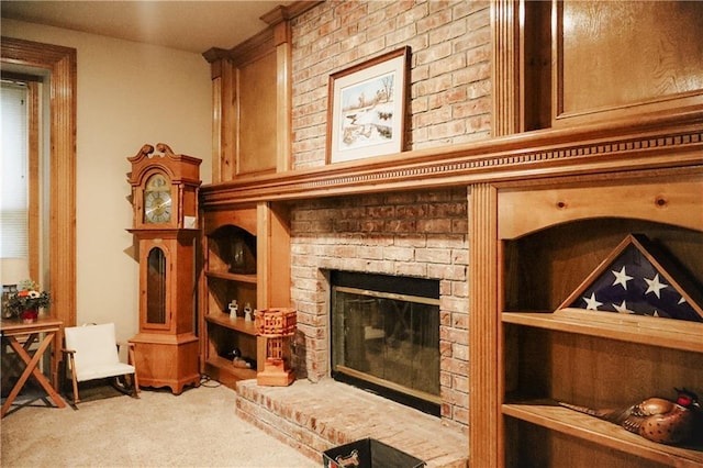 11669 S Parkwood Dr, Olathe, KS 66061 - living area with carpet flooring and a fireplace