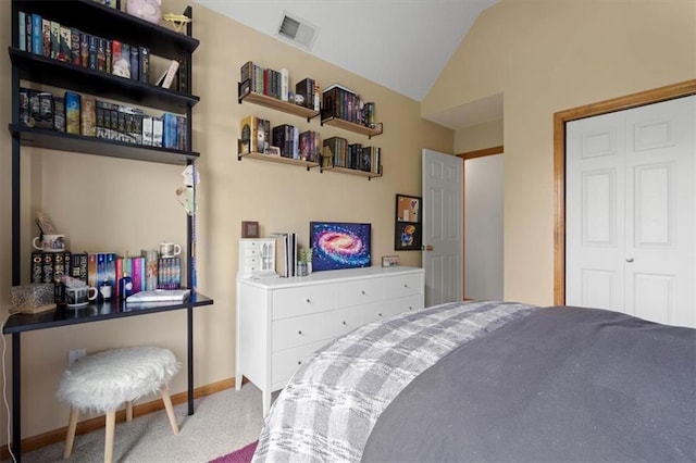 12499 S Marion St, Olathe, KS 66061 - carpeted bedroom featuring vaulted ceiling and baseboards