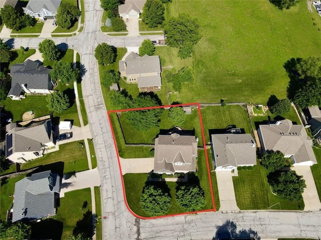 12499 S Marion St, Olathe, KS 66061 - aerial perspective of suburban area with property parcel outlined