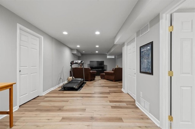 12499 S Marion St, Olathe, KS 66061 - workout room featuring recessed lighting and light wood finished floors