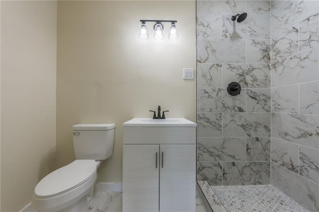 729 S Central St, Olathe, KS 66061 - full bathroom featuring a tile shower, marble finish flooring, and vanity