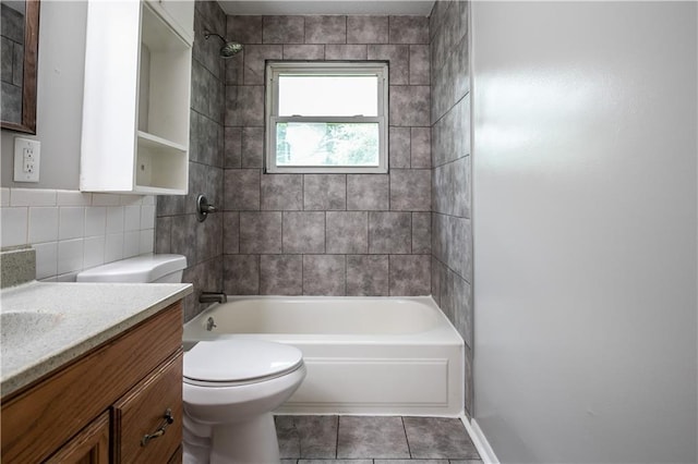 531 S Cedar Ave, Independence, MO 64053 - bathroom with vanity, tile patterned flooring, and shower / tub combination