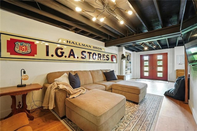 15376 Loring Rd, Bonner Springs, KS 66012 - living area featuring wood finished floors and french doors