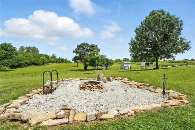 15376 Loring Rd, Bonner Springs, KS 66012 - view of yard with an outdoor fire pit