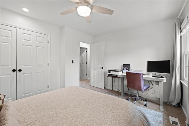 12005 W 100th Ter, Lenexa, KS 66215 - bedroom featuring a closet, a ceiling fan, and recessed lighting