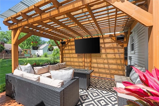 12005 W 100th Ter, Lenexa, KS 66215 - view of patio / terrace with outdoor lounge area and a pergola