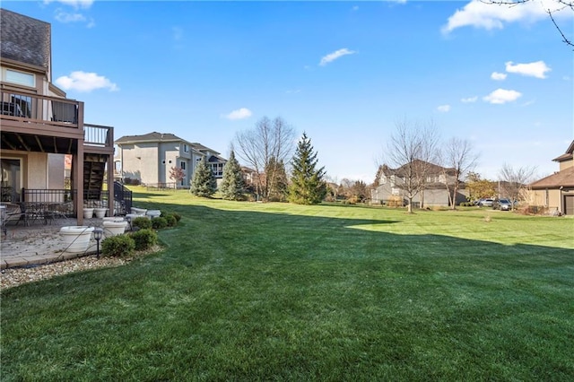 10654 W 168th Ct, Overland Park, KS 66221 - view of green lawn featuring a patio area, a residential view, and a wooden deck