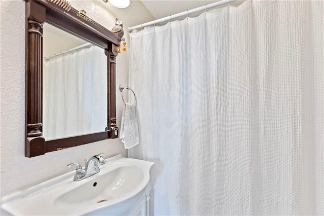 5525 NE Meadowbrook Rd, Kansas City, MO 64119 - bathroom with vanity and a shower with shower curtain