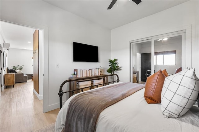 1372 N 150th Rd, Baldwin City, KS 66006 - bedroom with light wood-style floors and a ceiling fan