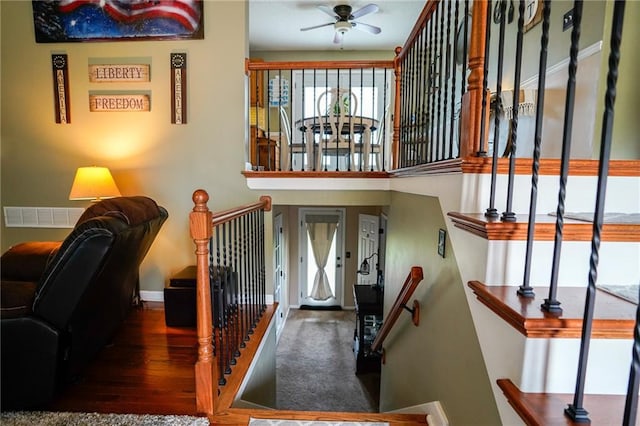 101 Shasta Daisy Dr, Smithville, MO 64089 - entrance foyer featuring a ceiling fan and wood finished floors
