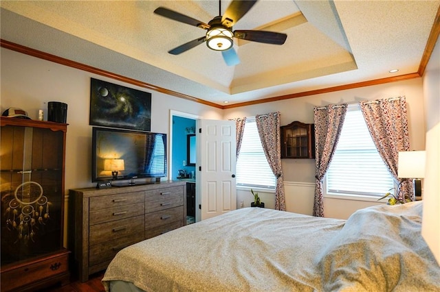 101 Shasta Daisy Dr, Smithville, MO 64089 - bedroom featuring a tray ceiling, crown molding, and ceiling fan