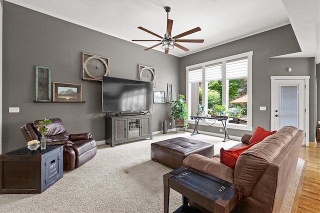 5814 Aminda St, Shawnee, KS 66226 - living room with ceiling fan and baseboards