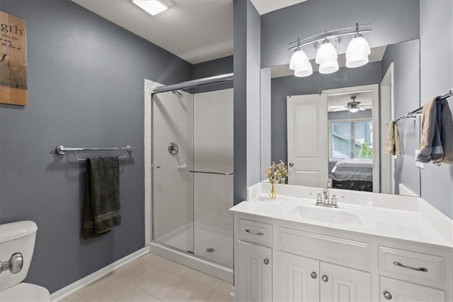 5814 Aminda St, Shawnee, KS 66226 - full bathroom with ensuite bathroom, a stall shower, vanity, and tile patterned floors