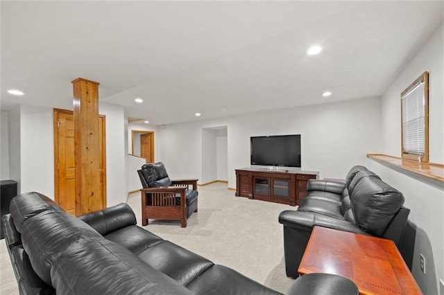 9805 W 121st Ter, Overland Park, KS 66213 - living room featuring recessed lighting and light carpet