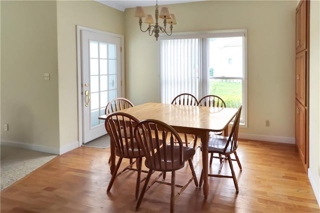 1503 Nottingham Dr, Warrensburg, MO 64093 - dining area with healthy amount of natural light, a chandelier, and light wood-style flooring