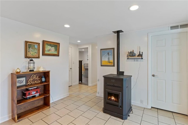 4901 E 215th St, Belton, MO 64012 - hall with recessed lighting and light tile patterned floors