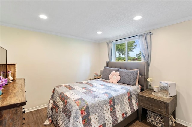 4901 E 215th St, Belton, MO 64012 - bedroom with recessed lighting, wood finished floors, and crown molding