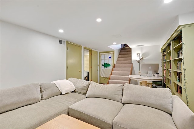 4912 W 69th St, Prairie Village, KS 66208 - living area with stairs and recessed lighting