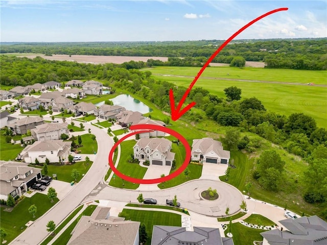 15801 Canterbury St, Overland Park, KS 66224 - aerial view of residential area featuring a nearby body of water