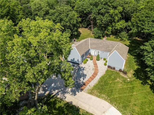 4813 NW Northwood Rd, Riverside, MO 64150 - view from above of property with a heavily wooded area