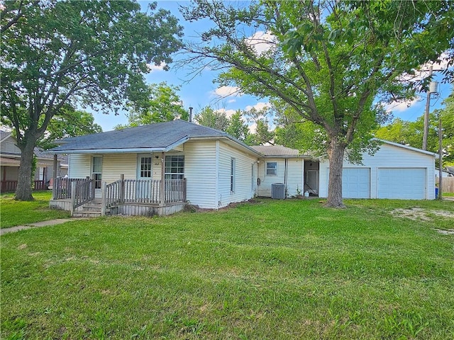 102 Garrison Ave, Westphalia, KS 66093 - view of front of home with a garage, a front lawn, and a porch