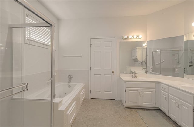 6306 W 128th St, Overland Park, KS 66209 - full bathroom featuring a shower stall, double vanity, and a tub with jets