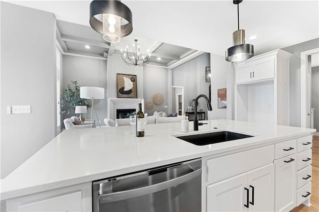 15837 El Monte St, Overland Park, KS 66224 - kitchen with dishwasher, open floor plan, light wood finished floors, light countertops, and white cabinets