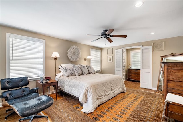 6451 Sagamore Rd, Mission Hills, KS 66208 - bedroom with recessed lighting, wood finished floors, and ceiling fan